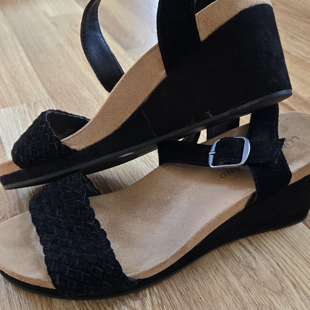 Lucky Brand Black Woven Wedges
